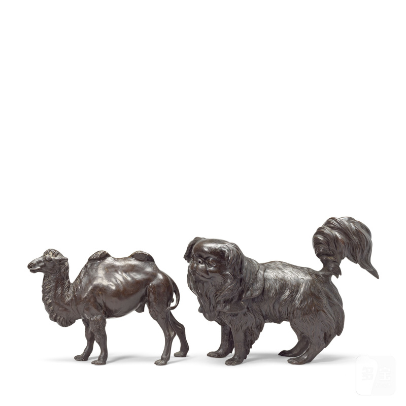 明治時代 銅駱駝及犬 | A BRONZE CAMEL AND A BRONZE PEKINGESE DOG - 图4